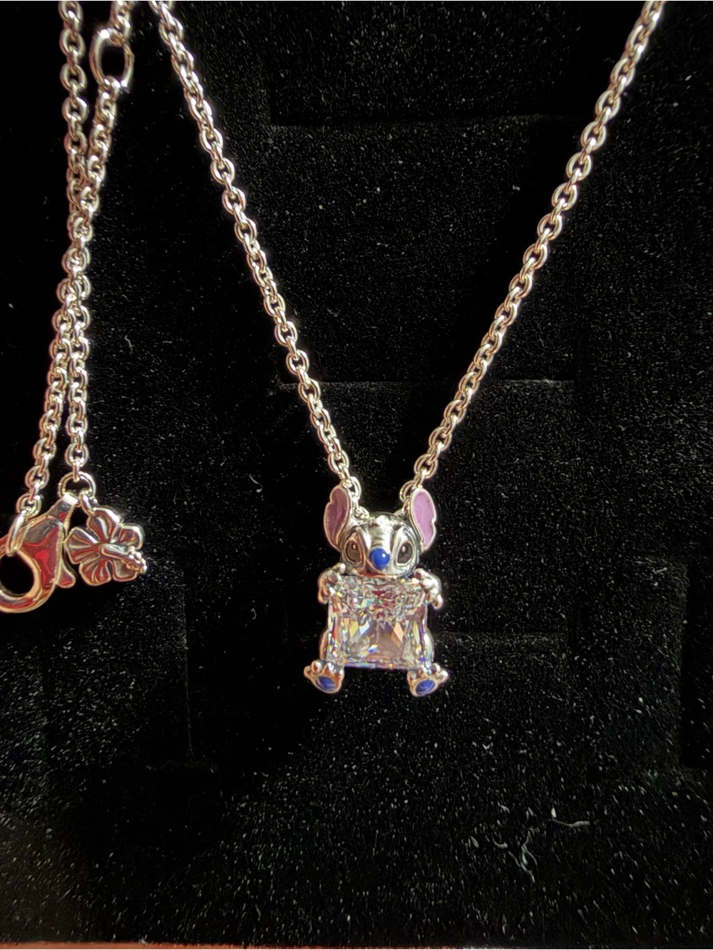 Pandora 18in Silver Stitch Pendant Necklace with Clear Cubic Zirconia stone